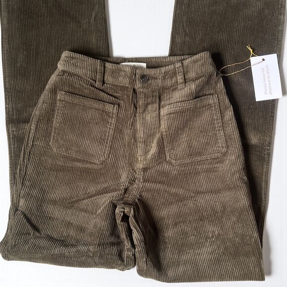 Backyard Roses Corduroy Pants Womens High Waisted Straight Leg Jeans XS S New - Picture 6 of 9